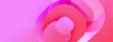 Soyut pembe tasarım. Üst üste binen daireler dinamik görsel efekt yaratır. Yumuşak eğilimler, modern estetik. Minimalist kompozisyon.