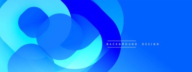 Soyut mavi arkaplan, üst üste binen daireler, gradyanlar. Modern tasarım akıcılığı, sakinliği, basitliği çağrıştırıyor.