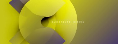 Soyut sarı tasarım üst üste binen daireler, gradyanlar, modern estetik özellikler. Minimalist kompozisyon dinamik görsel etki yaratır.