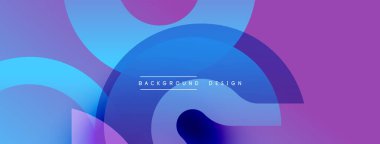 Soyut kompozisyon. Üst üste binen daireler dinamik görsel efekt yaratır. Mor, mavi renkler tasarımda baskın. Modern, temiz estetik.