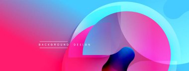 Soyut canlı katmanlar dinamik bileşim yaratır. Pembe, mavi ve mor renklerin karışımı pürüzsüzdür. Modern tasarım ögesi.