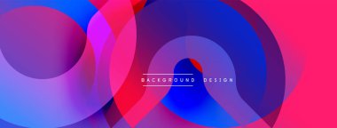 Soyut renkli çakışan daireler dinamik görsel efekt yaratır. Arkaplan ve sunumlar için uygun modern gradyan tasarımı.