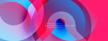 Soyut renkli çakışan daireler dinamik görsel efekt yaratır. Gradyan renkler harmanlanır, modern arkaplan tasarımı oluşturulur.