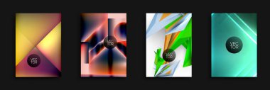 Soyut geometrik tasarımlar. Parlak renkler, gradyanlar, dinamik şekiller modern görseller yaratır. Vektör illüstrasyonları uygun arkaplanlar.