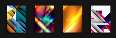 Soyut geometrik tasarımlar. Canlı renkler, dinamik şekiller, modern arka planlar. Gradyan efektler görsel ilgi yaratır.