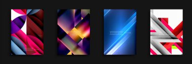 Soyut geometrik arka planlar. Canlı renkler, dinamik şekiller, modern tasarımlar. Gradyan efektler görsel ilgi yaratır.