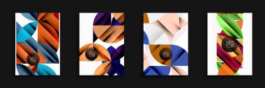 Soyut geometrik tasarımlar. Parlak renkler, şekiller modern görseller yaratıyor. Arkaplan için uygun vektör illüstrasyonları.