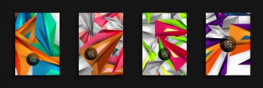 Soyut geometrik tasarımlar. Parlak renkler, keskin açılar, modern vektör çizimleri. Dinamik kompozisyonlar, canlı paletler, şık arka planlar..