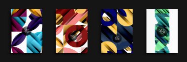 Soyut geometrik tasarımlar. Canlı renkler, katmanlı şekiller modern görseller yaratır. Arkaplan ve marka için uygun vektör grafikleri.