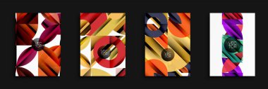 Soyut geometrik tasarımlar. Parlak renkler, dinamik şekiller, modern vektör çizimleri. Posterler ve el ilanları için uygun arka planlar.