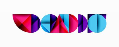 Soyut geometrik şekiller renkli tasarım oluşturur. Çokgenler, daireler, üçgenler modern görsellik yaratır. Parlak renkler harmanlanır, dinamik kompozisyon sunar. Minimalist estetik, temiz çizgiler sanatsal yetenek sunar.