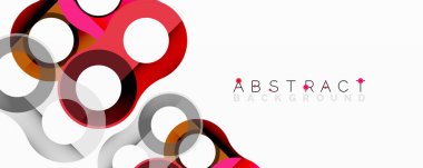 Soyut tasarım, üst üste binen daireler, değişik tonlar, kırmızı, gri, beyaz. Modern estetik, temiz hatlar, minimalist kompozisyon. Uygun arkaplan ögesi.