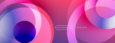 Soyut enerji çemberleri çakışıyor, dinamik eğimler yaratıyor. Pembe, mor, mavi renkler kusursuz bir şekilde harmanlanır. Modern tasarım akıcılığı, enerjiyi, görsel ilgiyi çağrıştırıyor. Arkaplan yenilik ve yaratıcılığı öneriyor.