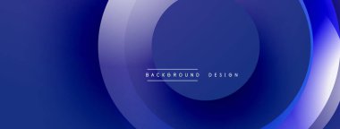 Soyut mavi arkaplan özellikleri üst üste binen daireler, katmanlı efekt yaratır. Gradyan gölgeler derinlik sağlar, modern estetik. Metin arkaplan tasarımı okur.