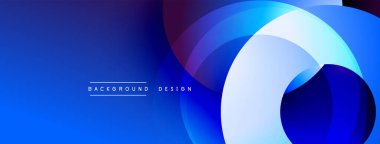 Soyut mavi tasarım, üst üste binen daireler, gradyanlar. Modern estetik, pürüzsüz geçişler dinamik görsel etki yaratır. Minimalist bileşim, uygun arkaplan ögesi.