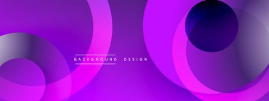 Soyut mor arkaplan, üst üste binen daireler oluşturarak dinamik gradyanlar oluşturur. Gölgeler arasındaki pürüzsüz geçişler modern estetik sunar. Minimalist tasarım çeşitli dijital projelere uyar.