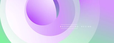 Soyut sıvı şekilleri, mor ve yeşil renkleri harmanlıyor. Dairesel katmanlar dinamik görsel efekt yaratır. Yumuşak eğimler hareket ve derinlik olduğunu gösteriyor. Minimalist tasarım uygun arka planlar.