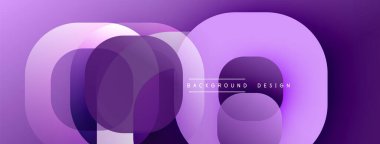 Soyut mor katmanlar dinamik bileşim yaratır. Üst üste binen yuvarlak şekiller derinliği, modern estetiği gösteriyor. İnce gradyanlar görsel ilgiyi arttırır, pürüzsüz geçişler.
