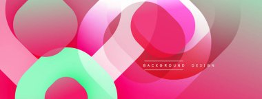 Soyut kompozisyon. Üst üste binen yarı saydam çemberler, dinamik görsel efekt yaratır. Pembe, yeşil, gri renkler kusursuz bir şekilde harmanlanır. Arka planlar için modern tasarım ögesi.