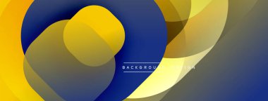 Soyut tasarım özellikleri üst üste binen eğri şekiller. Renkler sarı, lacivert, altın, gri. Modern estetik, arka plan veya sunumlar için uygun. Minimalist kompozisyon.