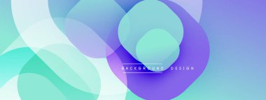 Soyut arkaplan özellikleri üst üste binen şeffaf çemberler. Renkler, maviler, morlar, yeşiller yumuşak eğilimler yaratır. Minimalist tasarım, modern estetiği çağrıştırıyor. Metin arkaplan tasarımı okur.