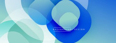 Üst üste binen daireler içeren soyut kompozisyon. Gölgeler açık turkuazdan koyu maviye kadar değişir. Modern tasarım sakin ve akıcı bir hareketi çağrıştırıyor. Arka planlar için minimalist estetik.