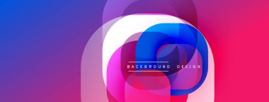 Soyut tasarım özellikleri üst üste binen yuvarlak şekiller. Canlı mor, mavi, pembe renkler dinamik görsel efekt yaratır. Çeşitli projeler için modern arkaplan.