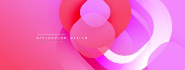 Soyut pembe tasarım özellikleri üst üste binen yuvarlak şekiller. Gradyan renkler dinamik görsel efekt yaratır. Çeşitli projeler için modern, minimalist arkaplan.