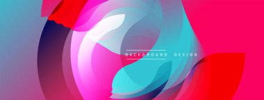 Soyut renkli katmanlar dinamik görsel efekt yaratır. Üst üste binen şekiller pembeleri, mavileri, kırmızıları, morları harmanlıyor. Modern tasarım arka planlar, sunumlar ve dijital sanat için uygundur..