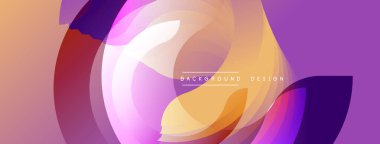 Soyut akış şekilleri dinamik bileşimler yaratır. Yumuşak gradyanlar mor, turuncu ve kahverengi renkleri harmanlarlar. Modern tasarım akıcılığı, hareketi, görsel ilgiyi çağrıştırıyor.