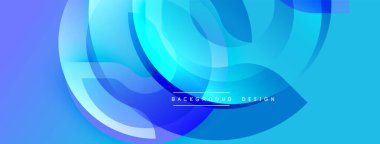 Soyut mavi tasarım üst üste binen şeffaf daireler. Gradyan gölgeler derinlik yaratır, modern estetik. Minimum metin arka plan tasarımı okur. Yumuşak eğriler kompozisyona hakim.