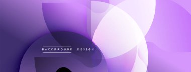 Soyut mor arkaplan. Üst üste binen daireler dinamik bileşim yaratır. Dereceli gölgeler pürüzsüz geçişler sunuyor, modern estetik. Dijital projeler için uygun minimalist tasarım.