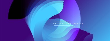 Soyut sıvı şekilleri canlı mavileri, morları harmanlıyor. Katmanlı tasarım dinamik görsel akış yaratır. Modern estetik, arka planlar ve sunumlar için uygun. Yumuşak eğimler derinlik sunar.