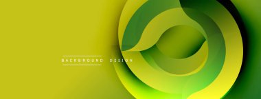 Soyut sarı katmanlar dönen dinamik bileşim oluşturur. Yumuşak eğimler hareketi, derinliği gösterir. En küçük metin arkaplan tasarım ögesini gösterir.