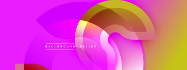 Canlı, soyut bir kompozisyon. Üst üste binen yarı saydam çemberler dinamik akış yaratır. Pembe, sarı, turuncu renkler tasarımda baskın. Modern estetik, arka planlar için uygun.