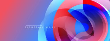 Soyut, enerjik tasarım, üst üste binen daireler. Renkler mor, mavi ve kırmızıdan karışıp dinamik görsel efekt yaratır. Dijital projeler için modern arkaplan.