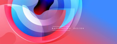 Soyut akışkan şekiller canlı bileşimler oluşturur. Mavi, mor, kırmızı renkler kusursuz bir şekilde harmanlanır. Modern tasarım enerjiyi, hareketi, akıcılığı çağrıştırır. Minimalist estetik.