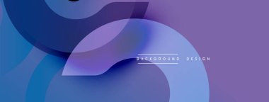 Soyut akışkan şekiller üst üste binerek mor, mavi renkler oluşturur. Modern tasarım, hareket ve derinlik öneriyor. Minimum metin arka plan tasarımı okur. Yumuşak geçişler kompozisyona hakim..