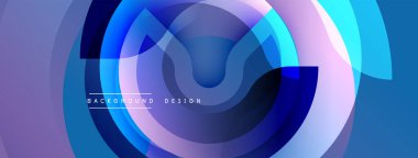 Soyut tasarım üst üste binen dairesel katmanlar içerir. Renk mavisi, mor, pembe ekran, görsel efekt. Modern, pürüzsüz arka planlar için uygun estetik.