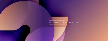 Soyut gradyan şekiller dinamik bileşim oluşturur. Yumuşak mor, turuncu renkler pürüzsüz harmanlanır. Arkaplan ve sunumlar için uygun modern tasarım.