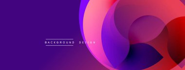 Soyut arkaplan özellikleri üst üste biniyor. Mordan, pembeden, kırmızıya geçiş dinamik görsel efekt yaratır. Metin elemanları mevcut olan minimalist tasarım.