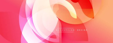 Soyut tasarım özellikleri üst üste binen daireler, gradyanlar. Pembelerden portakallara kadar uzanan ılık renk paleti baskın gelir. Modern estetik, arka plan veya dijital sanat için uygun.