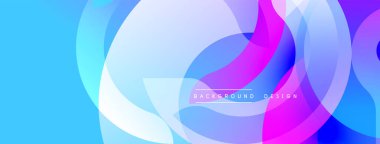 Soyut tasarım, üst üste binen daireler, canlı mavi, mor renkler. Gradyan geçişler modern, dinamik görsel efektler yaratır. Minimalist stil, arka plan için uygun.