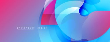 Soyut eğim arkaplanı. Üstüste binen yarı saydam şekiller dinamik görsel akış yaratır. Pembe, mavi renkler kompozisyonda baskın, modern estetiği işaret ediyor. Düz geçişler, temiz tasarım..
