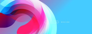 Soyut akış katmanları, canlı renklerin karışımı. Dinamik kompozisyon modern görsel deneyim yaratır. Mavi, pembe, mor renkler tasarımda baskın. Yumuşak eğimler hareketi önerir.