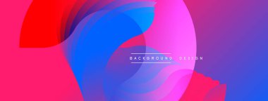 Soyut, enerjik bir arkaplan. Üst üste binen renkli çemberler dinamik görsel efekt yaratır. Kırmızı, mavi, mor renkler arasında pürüzsüz bir değişim. Modern tasarım ögesi.