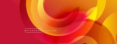 Soyut tasarım özellikleri üst üste binen turuncu, sarı eğriler. Kırmızı zemin dinamik görsel efekt yaratır. Modern, pürüzsüz eğimler enerjiyi, hareketi akla getiriyor. Dijital projeler için ideal.