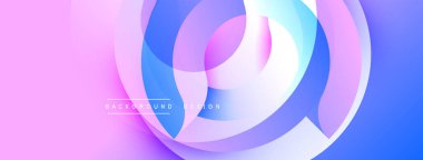 Soyut akış şekilleri dinamik görseller yaratır. Yumuşak gradyanlar pembe, mavi ve mor renkleri harmanlarlar. Modern tasarım hareketi, enerjiyi, akıcılığı çağrıştırıyor. Arkaplan teknoloji ve yenilik öneriyor.
