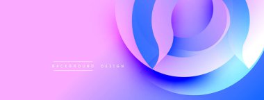 Soyut akış şekilleri dinamik bileşimler yaratır. Gradyan karışımı pembe, mor, mavi renkler. Modern tasarım hareketi, enerjiyi, entelektüeli çağrıştırıyor. Minimalist estetik çeşitli uygulamalara uyuyor.