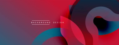 Üst üste binen kıvrımlı şekiller içeren soyut bileşim. Kırmızı, mavi, mor renkler harmanlanarak dinamik görsel efekt yaratır. Arka planlar ve pankartlar için modern tasarım uygun.